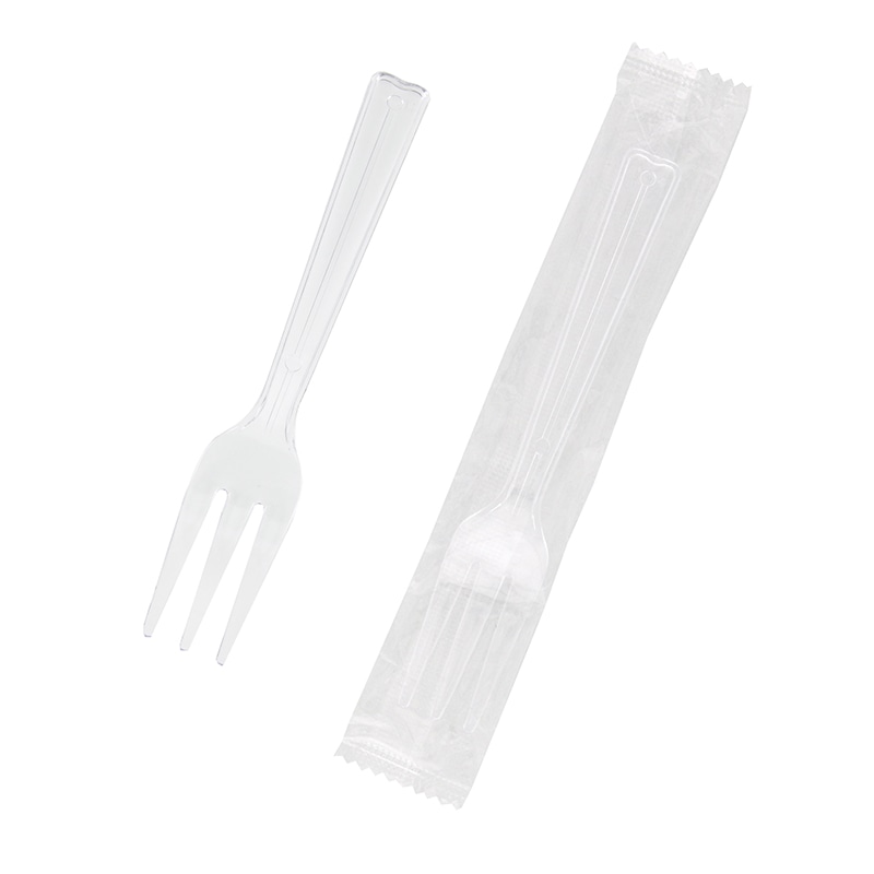 HEIKO プラスチックフォーク 12cm 個包装 透明 100本/袋