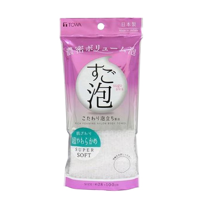 東和産業 すご泡4 ナイロンタオル 超やわらかめ ホワイト 1個(ご注文単位5個)【直送品】