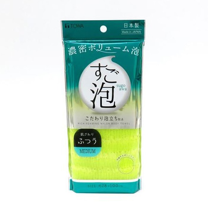 東和産業 すご泡4 ナイロンタオル ふつう グリーン 1個(ご注文単位5個)【直送品】