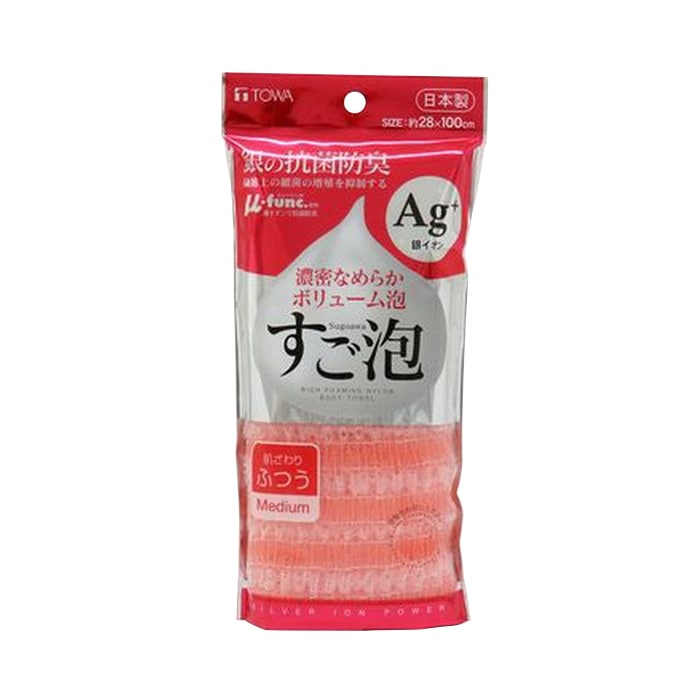 東和産業 すご泡 銀抗菌ナイロンタオル ふつう ピンク 1個(ご注文単位5個)【直送品】