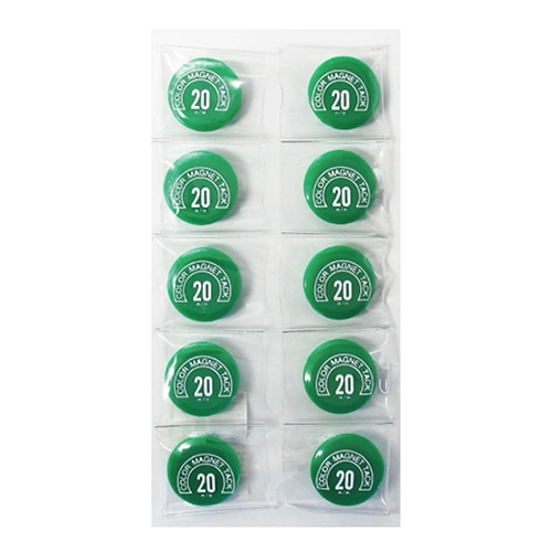 ミツヤ カラーマグネット 丸型 20mm 緑 10個入 MR-20-GR 1個（ご注文単位10個）【直送品】