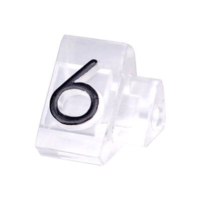 友屋 ニュープライスキューブ 補充用単品 S用 透明／黒文字 「6」 20粒 07107CL6 1袋（ご注文単位2袋）【直送品】