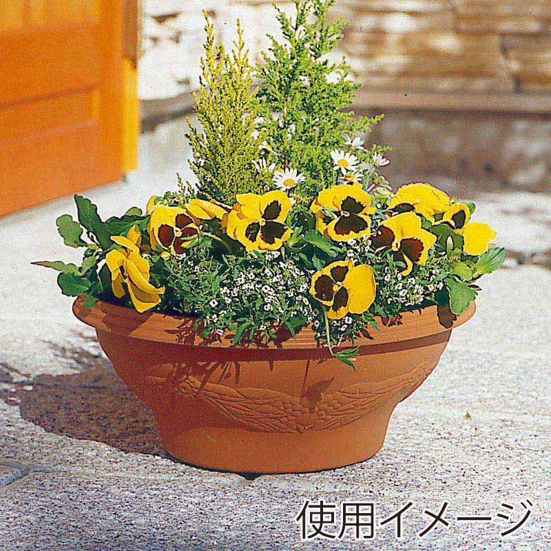 アイリスオーヤマ レリーフボールプランター 450 テラコッタブラウン 1個(ご注文単位20個)【直送品】
