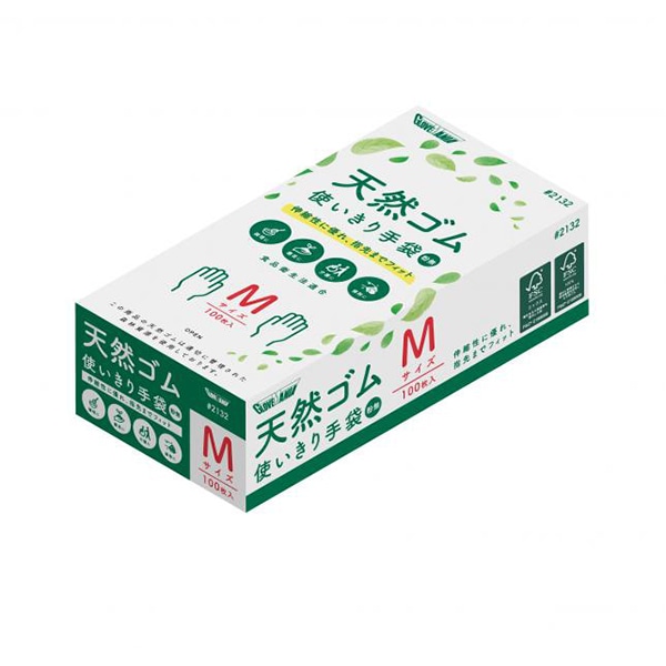 川西工業 天然ゴム使い切り手袋　粉無 M　100枚 2132　ナチュラル 1箱（ご注文単位20箱）【直送品】