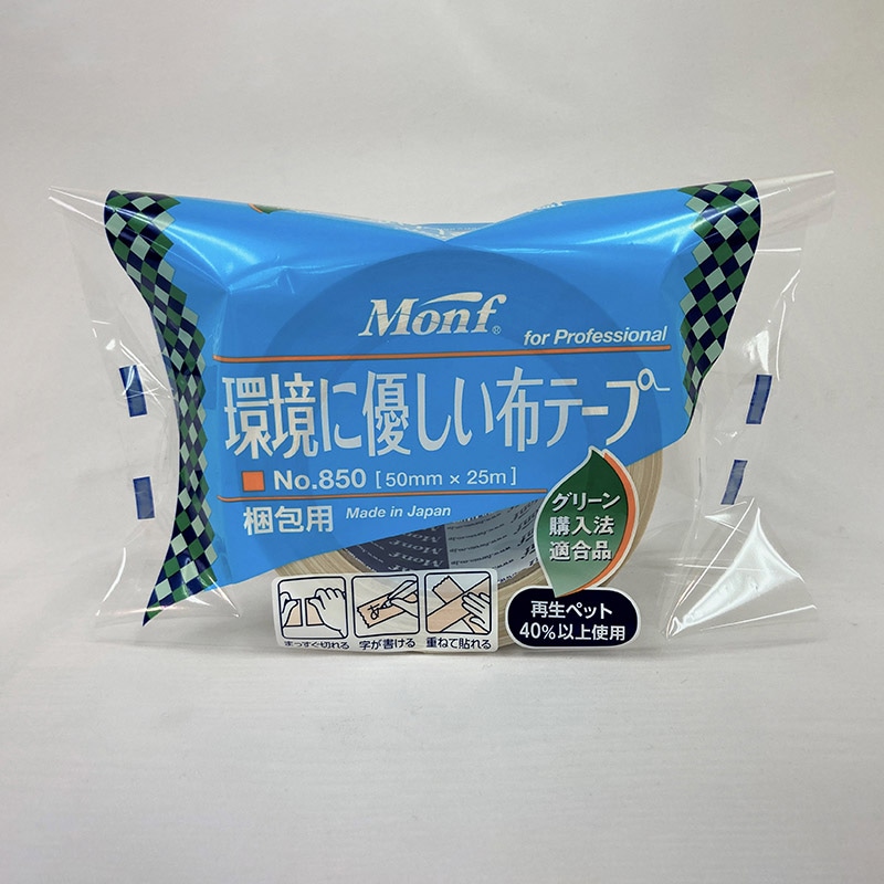 古藤工業 Monf 再生ペット布粘着テープ No.850 50mm×25m 1巻(ご注文単位30巻)【直送品】