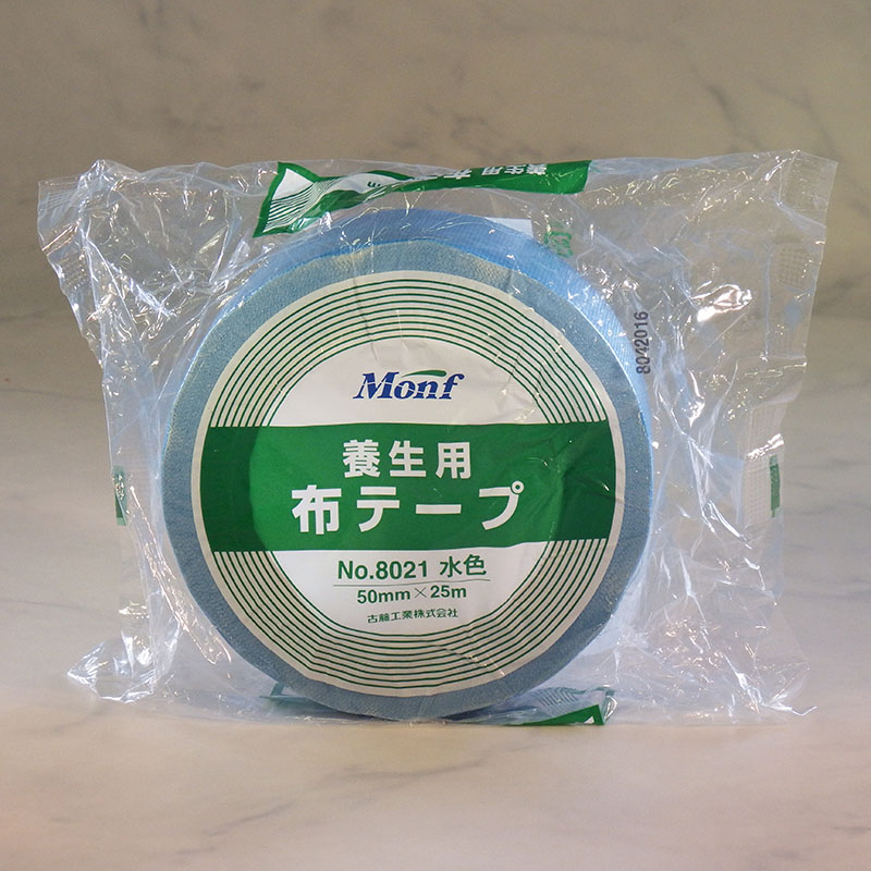 古藤工業 Monf 養生用布テープ No.8021 50mm×25m 水色 1巻(ご注文単位30巻)【直送品】