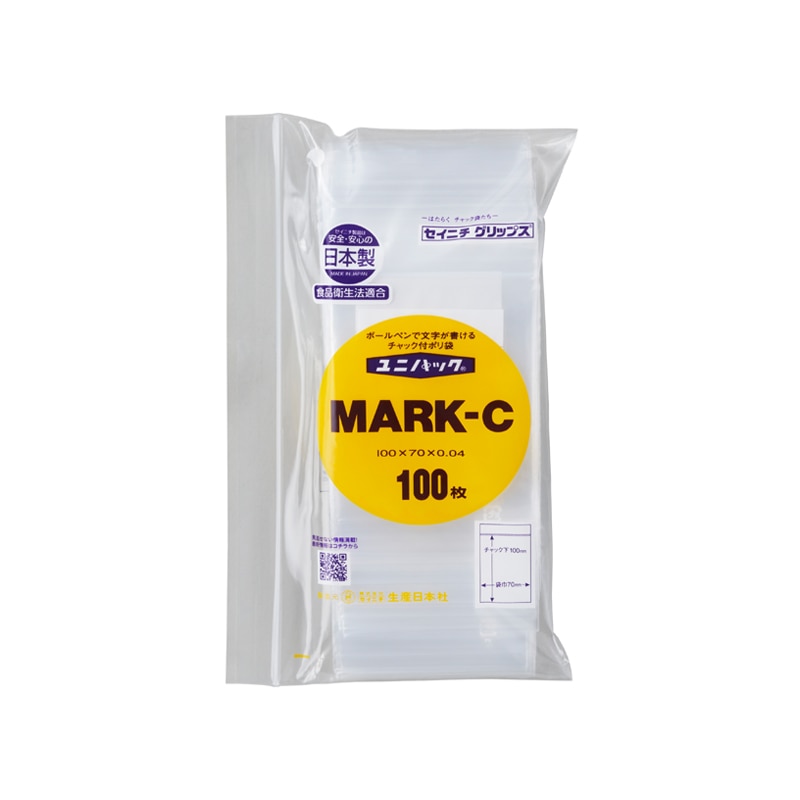 生産日本社 セイニチ チャック付きポリ袋 ユニパック マーク付き MARK-C 100枚