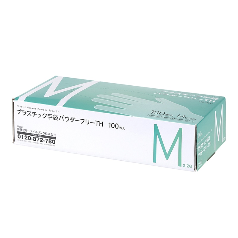 伊藤忠リーテイルリンク プラスチック手袋 パウダーフリーTH M VC-270M 1箱（ご注文単位20箱）【直送品】