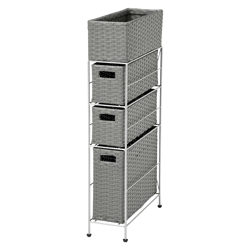 萩原 ランドリーラック 幅15.5cm 3杯 グレー RAN-2405GY 1台(ご注文単位1台)【直送品】