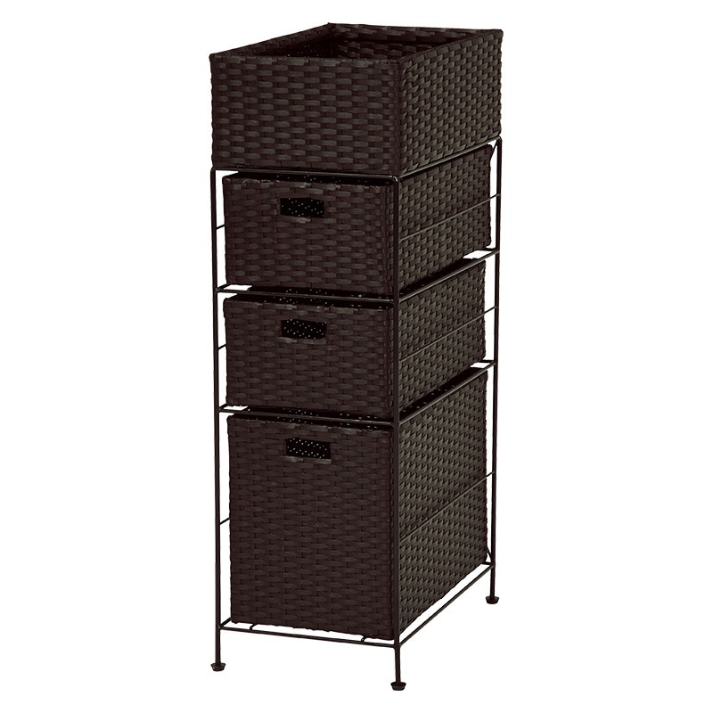 萩原 ランドリーラック 幅25.5cm 3杯 ダークブラウン RAN-2420DBR 1台(ご注文単位1台)【直送品】