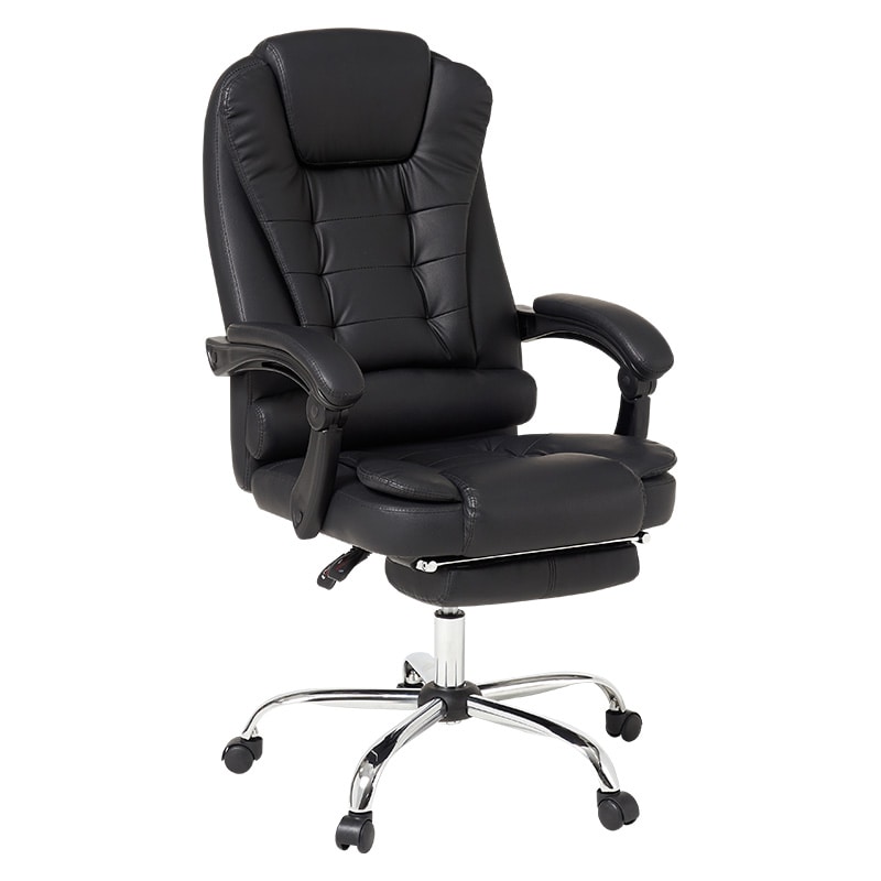 萩原 リクライニングチェア 幅63cm ブラック LRC-4624-BK 1台(ご注文単位1台)【直送品】