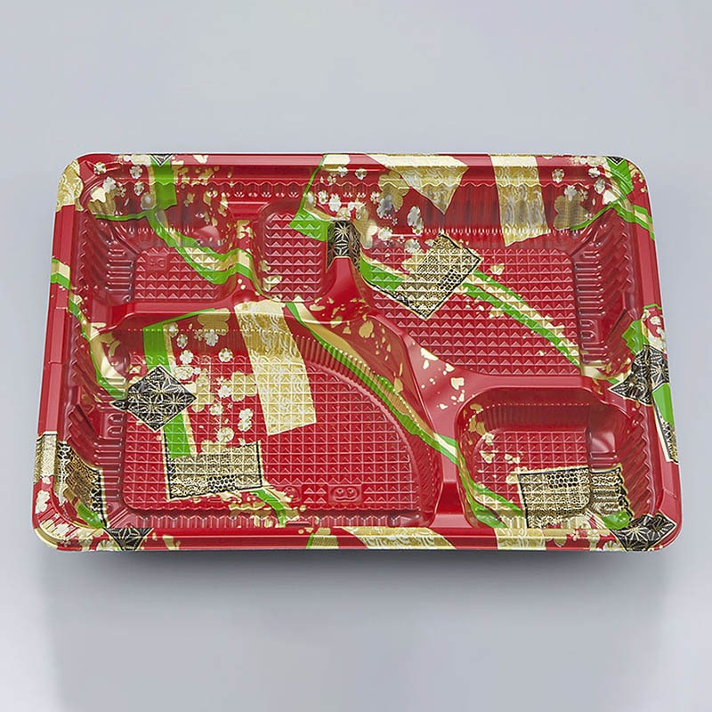 シーピー化成 弁当容器 本体 CZ-223 彩帯赤(N) 50枚/袋(ご注文単位12袋)【直送品】