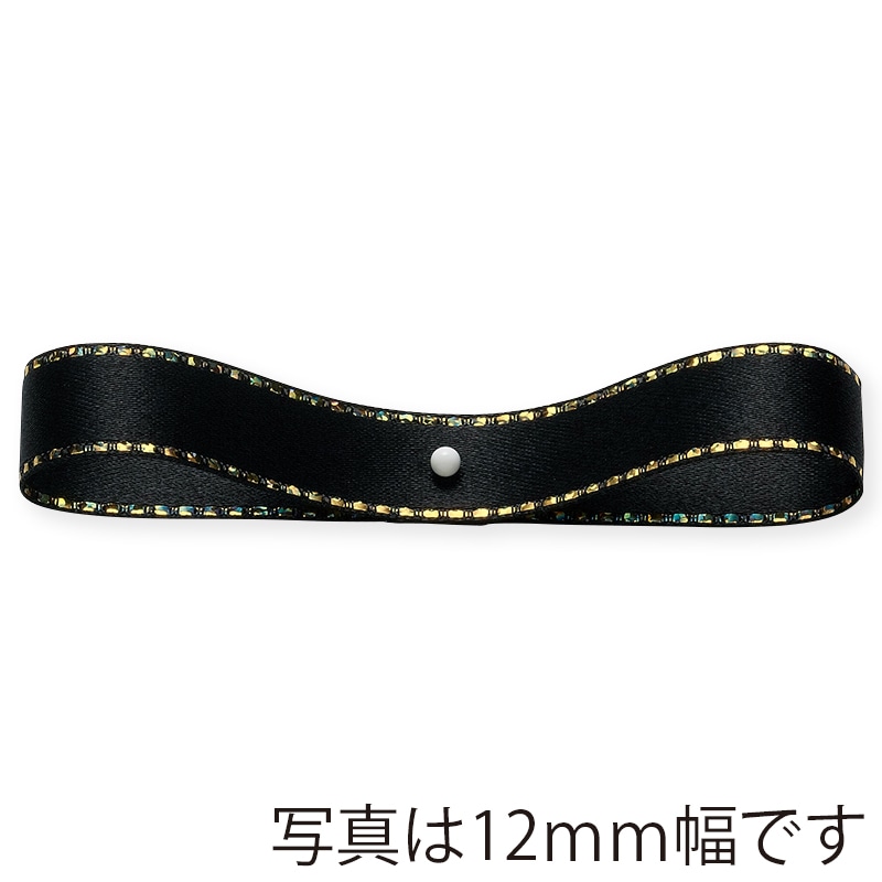 東京リボン リボン グリッターWサテンゴールド 33115 6×20 #117 ブラック 1巻(ご注文単位1巻)【直送品】