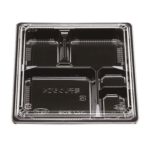 エフピコチューパ 弁当容器 松花堂 本体・蓋セット 206 黒 100組/袋(ご注文単位6袋)【直送品】
