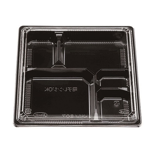 エフピコチューパ 弁当容器 松花堂 本体・蓋セット 207 黒 100組/袋(ご注文単位4袋)【直送品】
