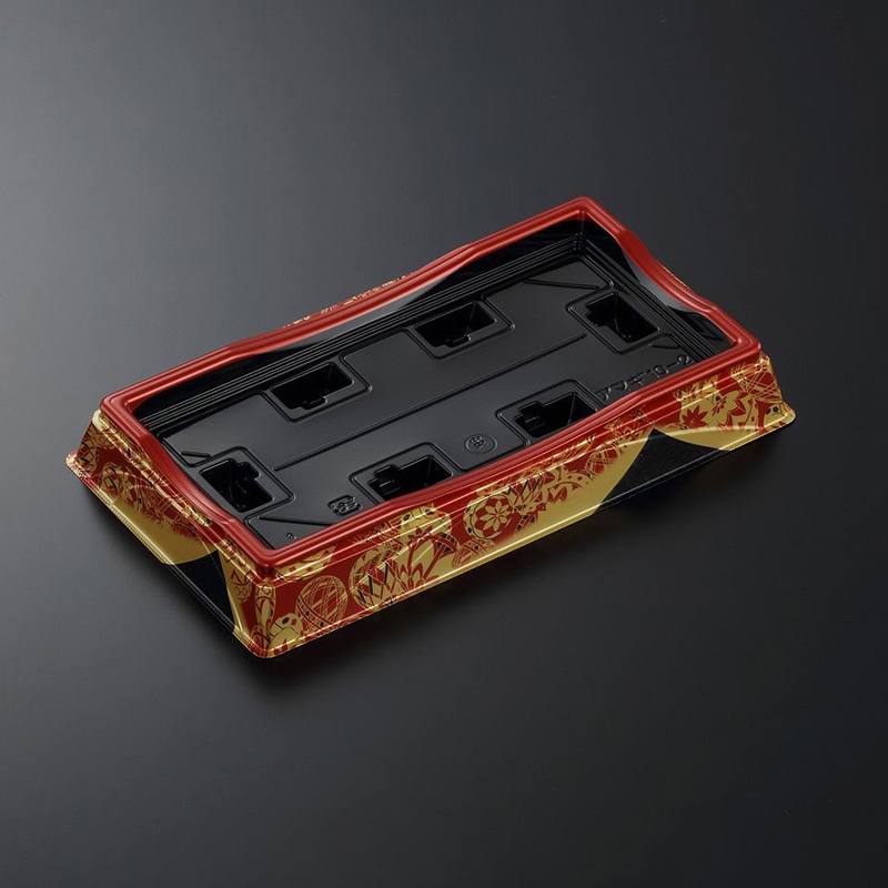 中央化学 寿司容器 HS天城 本体 10-2 すその赤-BK 50枚/袋(ご注文単位8袋)【直送品】
