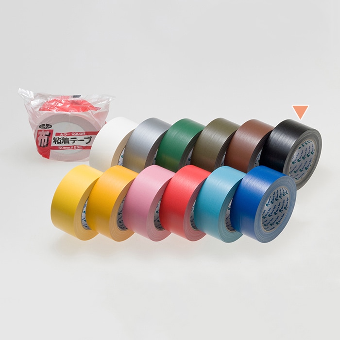リンレイテープ 包装用 布カラー粘着テープ 50×25 #364 黒 1巻（ご注文単位30巻）【直送品】