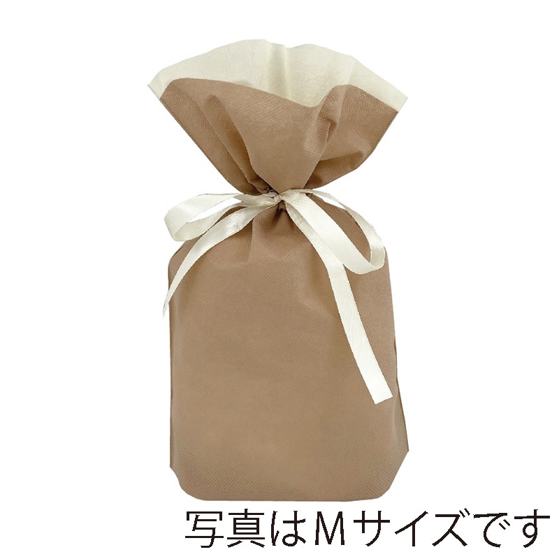 カクケイ 不織布リボン付巾着袋 L　コルク　 FK3112 　10枚入/パック（ご注文単位10パック）【直送品】
