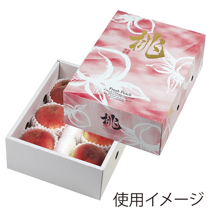 ヤマニパッケージ 桃箱　桃だより 2kg L-2295　10枚/束（ご注文単位5束）【直送品】