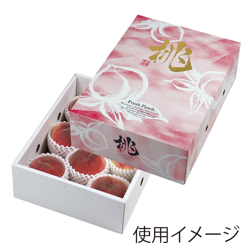 ヤマニパッケージ 桃箱　桃だより 3kg L-2339　10枚/束（ご注文単位4束）【直送品】