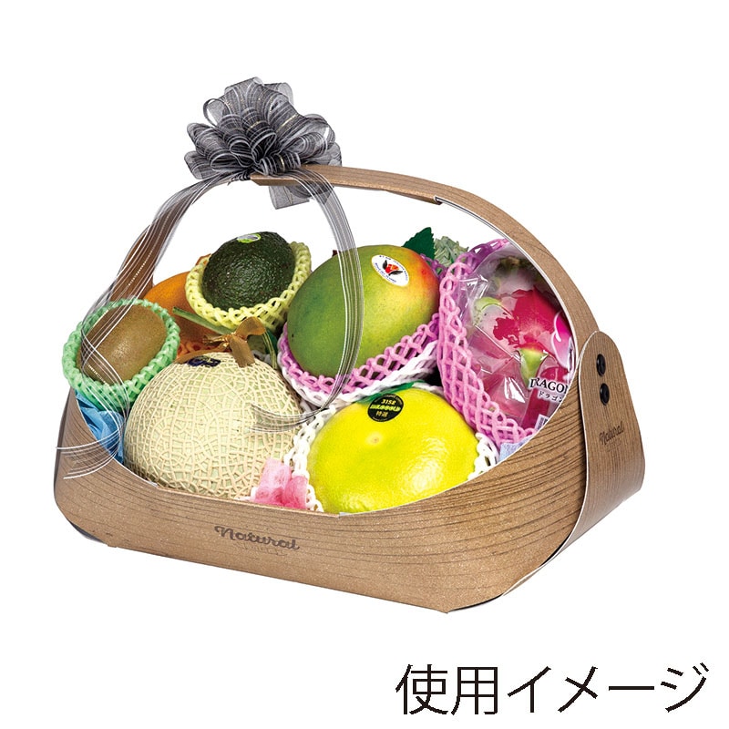 ヤマニパッケージ フルーツバスケット 中 木目 L-2402 5枚/袋(ご注文単位6袋)【直送品】