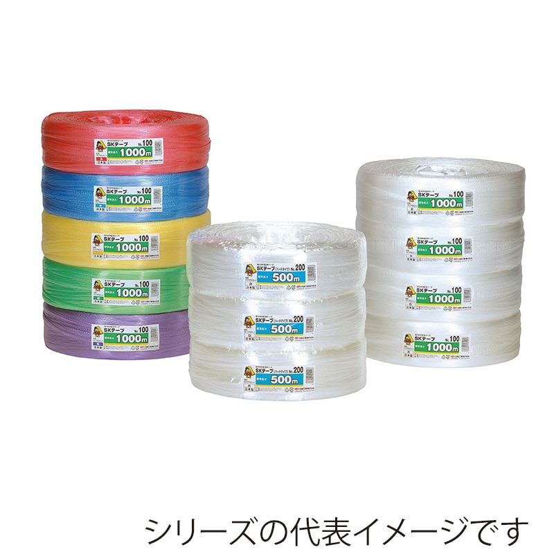 信越工業 結束ひも SKテープ ソフトタイプ No.100 緑 1巻(ご注文単位5巻)【直送品】