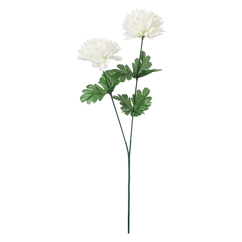 ポピー 造花 ボールマム×2 ホワイト FF-3041-W 1本(ご注文単位24本)【直送品】