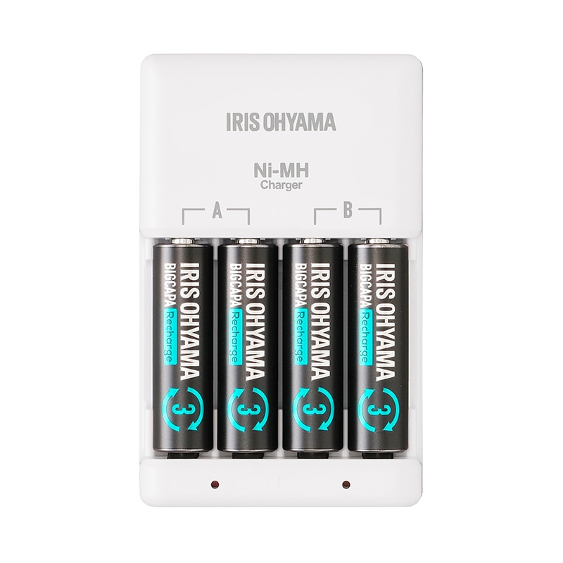 アイリスオーヤマ ビックキャパ リチャージ 充電器セット 単3形電池4個付 BCR-SC3MH/4S 1個(ご注文単位1個)【直送品】