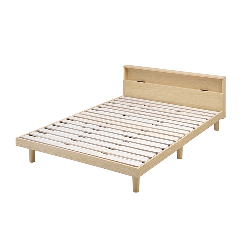 アイリスオーヤマ すのこベッド 棚付き ダブル ナチュラル SNB-D 1台(ご注文単位1台)【直送品】