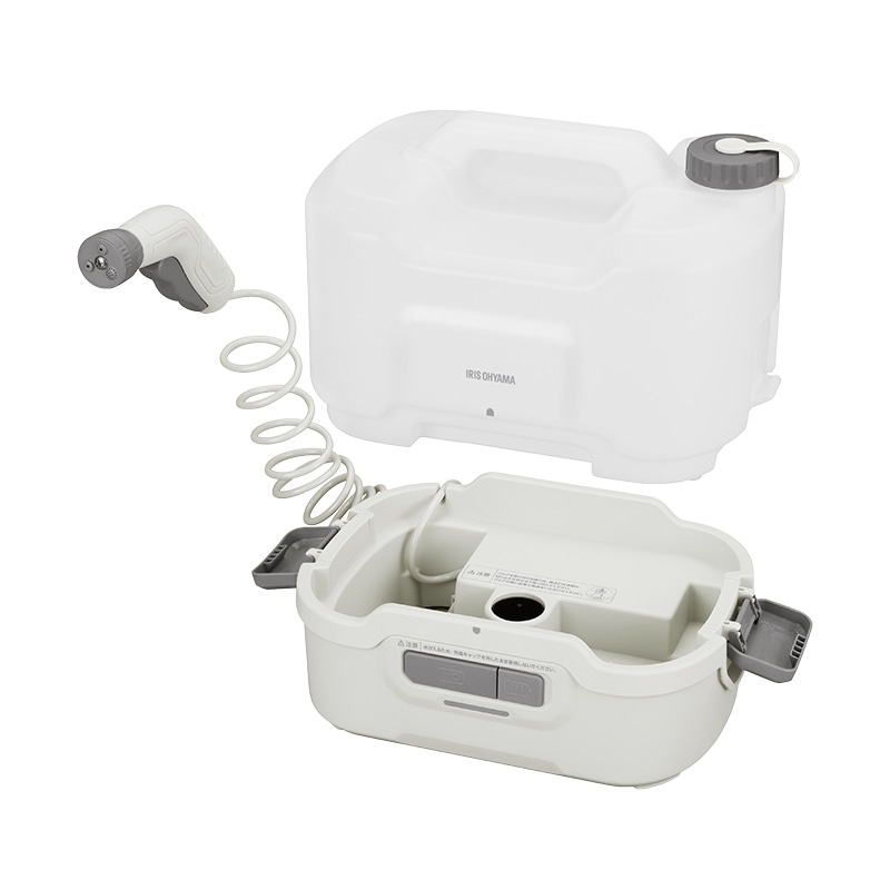 アイリスオーヤマ ポータブルウォッシャー 8L 充電式 ホワイト/グレー JPW-T81-W/H 1台(ご注文単位1台)【直送品】