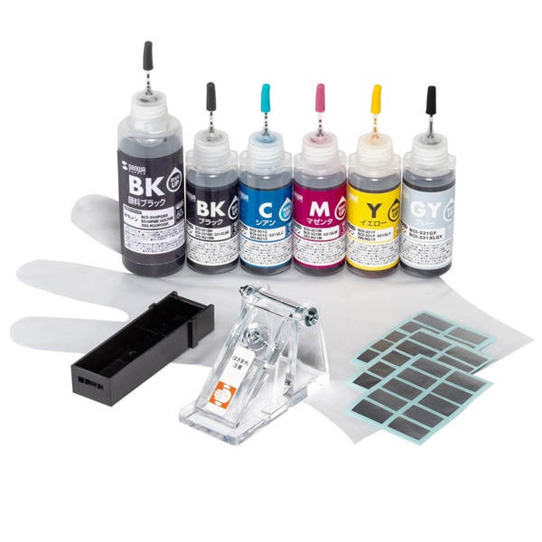 サンワサプライ 詰め替えインク キャノン 工具付き 6色 BCI-330/331シリーズ対応 INK-C331S6S 1個(ご注文単位1個)【直送品】