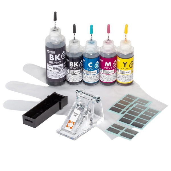 サンワサプライ 詰め替えインク キャノン 工具付き 5色 BCI-300/301/330/331用 INK-C301S5S 1個(ご注文単位1個)【直送品】