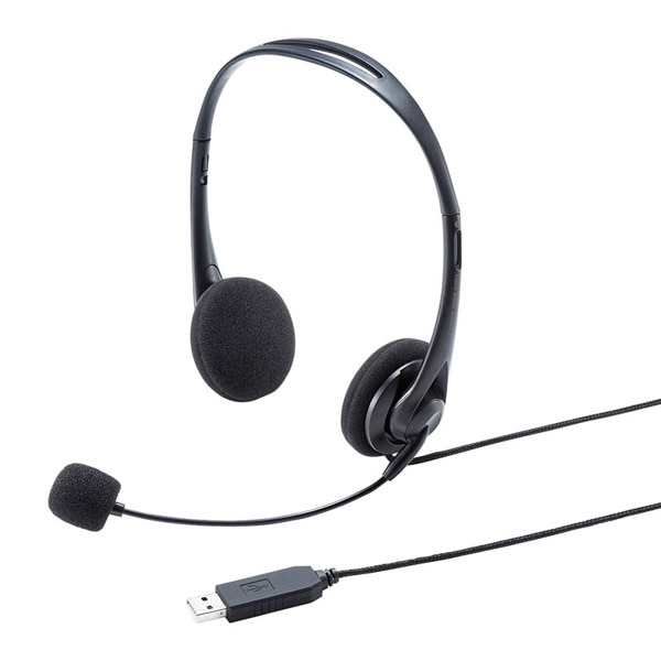 サンワサプライ USBヘッドセット MM-HSU09BK 1個（ご注文単位1個）【直送品】