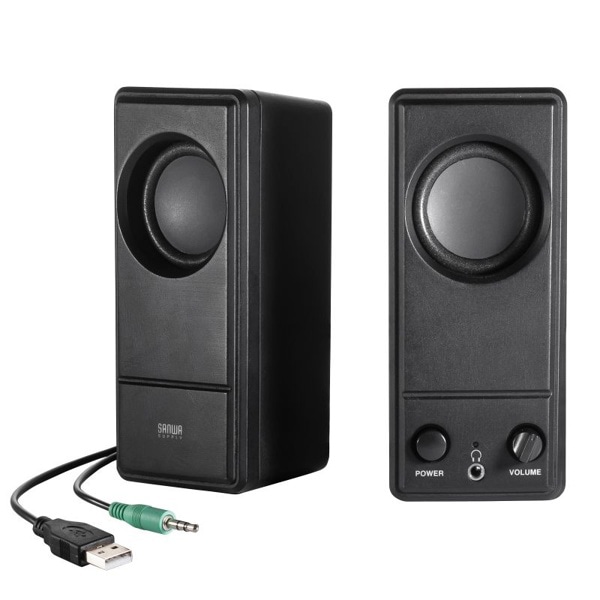 サンワサプライ PCスピーカー USB電源 MM-SPL18UBK 1個(ご注文単位1個)【直送品】