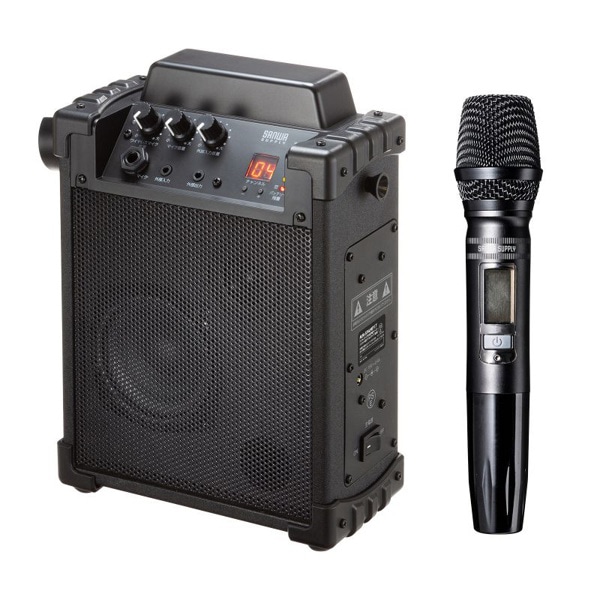 サンワサプライ ポータブル拡声器スピーカー ワイヤレスマイク付き バッテリー内蔵 MM-SPAMP17 1個(ご注文単位1個)【直送品】