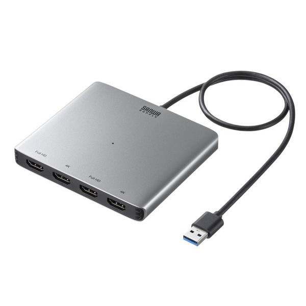 サンワサプライ USB-A/HDMI ディスプレイアダプタ 4画面出力 USB-CVU3HD7 1個(ご注文単位1個)【直送品】