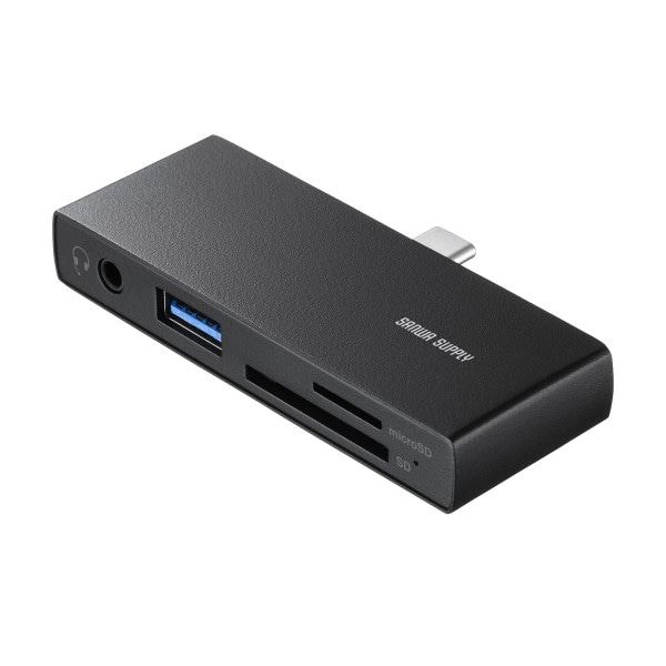 サンワサプライ USB 5Gbps Type-C カードリーダー USB1ポート付 ADR-5TCSD2BK 1個(ご注文単位1個)【直送品】