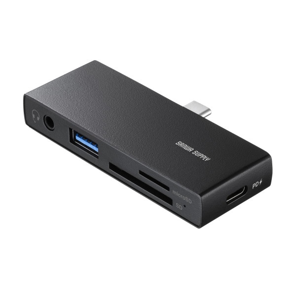 サンワサプライ USB 5Gbps Type-C カードリーダー USB2ポート付 ADR-5TCSDP3BK 1個(ご注文単位1個)【直送品】
