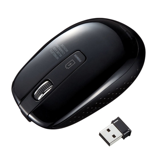 サンワサプライ ワイヤレス ブルーLEDマウス 充電式 ブラック MA-WBL118BK 1個（ご注文単位1個）【直送品】