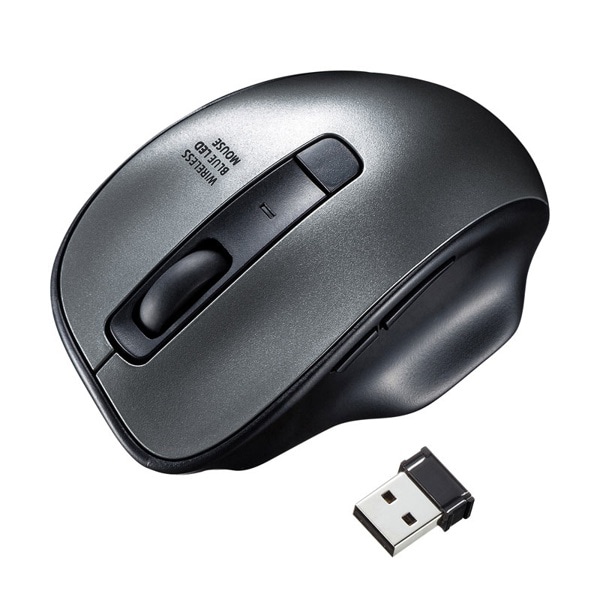 サンワサプライ ワイヤレス ブルーLEDマウス ガンメタ MA-WBL134GM 1個（ご注文単位1個）【直送品】
