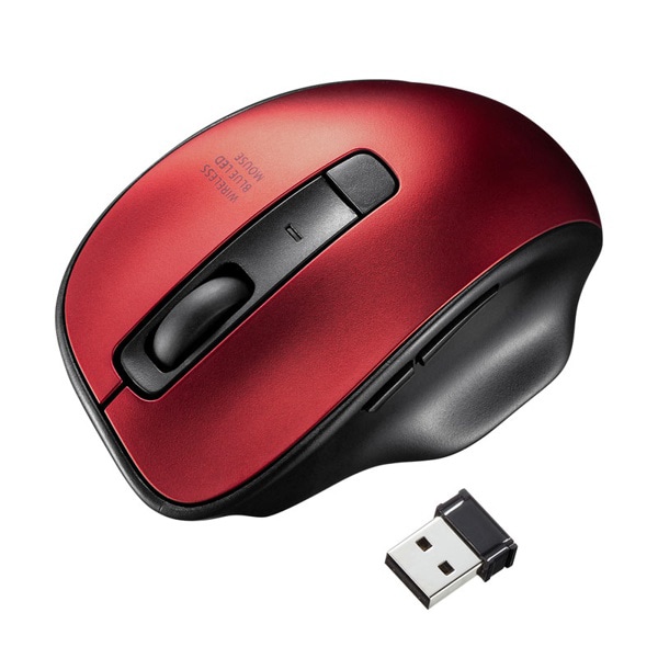 サンワサプライ ワイヤレス ブルーLEDマウス レッド MA-WBL134R 1個（ご注文単位1個）【直送品】