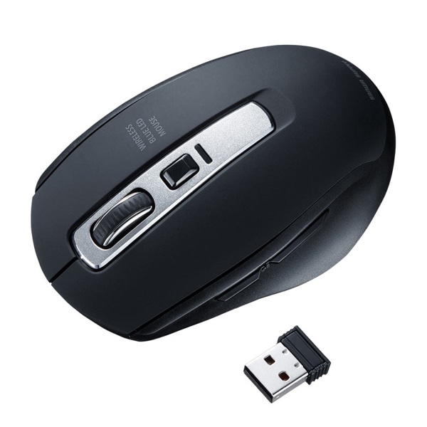 サンワサプライ ワイヤレス ブルーLEDマウス ブラック MA-WBL161BK 1個（ご注文単位1個）【直送品】