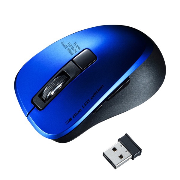 サンワサプライ 静音 ワイヤレス ブルーLEDマウス 5ボタン ブルー MA-WBL153BL 1個（ご注文単位1個）【直送品】