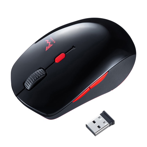 サンワサプライ 静音 ワイヤレス ブルーLEDコンボマウス ブラック×レッド MA-WBTBL193BKR 1個（ご注文単位1個）【直送品】