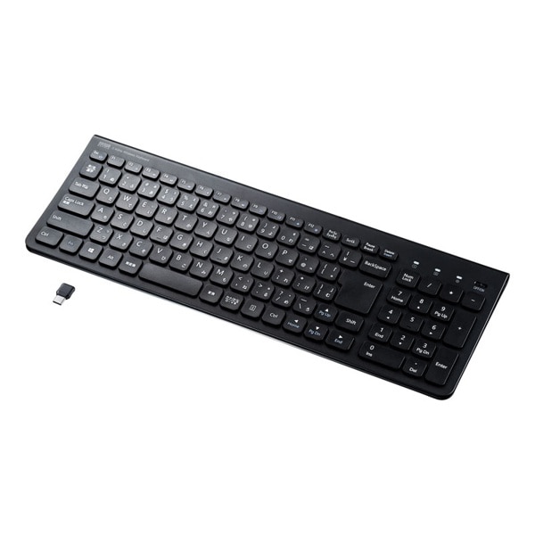 サンワサプライ ワイヤレススリムキーボード テンキーあり ブラック SKB-WL31CBK 1個(ご注文単位1個)【直送品】