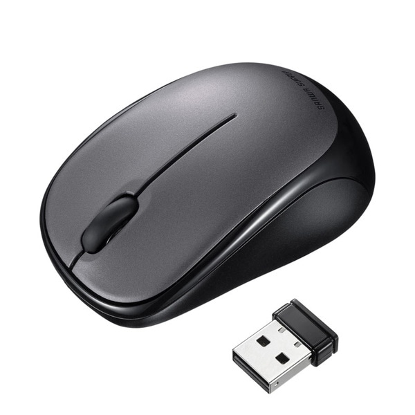 サンワサプライ 静音 ワイヤレス ブルーLEDマウス ダークシルバー MA-WBS311DS 1個（ご注文単位1個）【直送品】