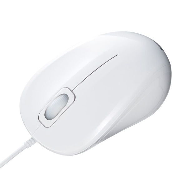 サンワサプライ 抗菌・静音 有線 ブルーLEDマウス ホワイト MA-YBSK315W 1個(ご注文単位1個)【直送品】
