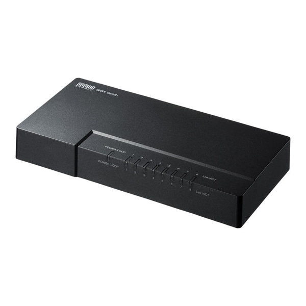 サンワサプライ ギガビット対応スイッチングハブ マグネット付き 8ポート LAN-GIGAP802BK 1個（ご注文単位1個）【直送品】