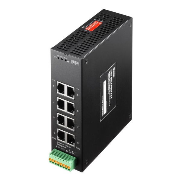 サンワサプライ 産業用ギガビット対応 PoEスイッチングハブ 8ポート LAN-GIGAPOEFA84 1個（ご注文単位1個）【直送品】