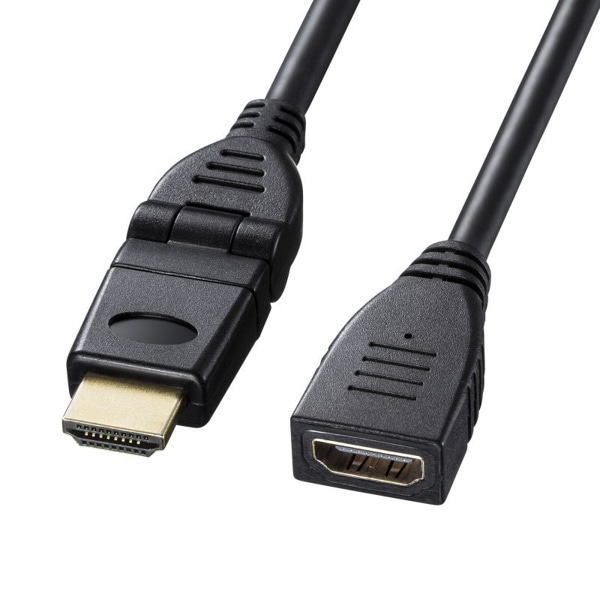 サンワサプライ ハイスピードHDMI延長ケーブル 3Dコネクタ 1m ブラック KM-HD20-3DEN10N 1個（ご注文単位1個）【直送品】